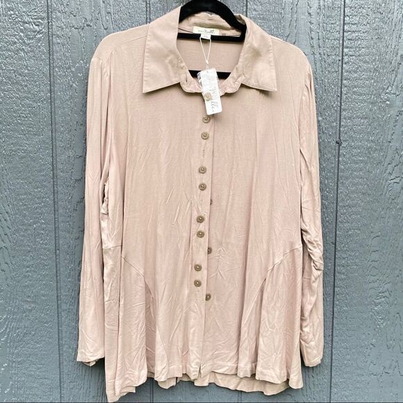 Simply Noelle Button Front Wide Long Sleeve Blouse NWT XXL - Picture 1 of 5
